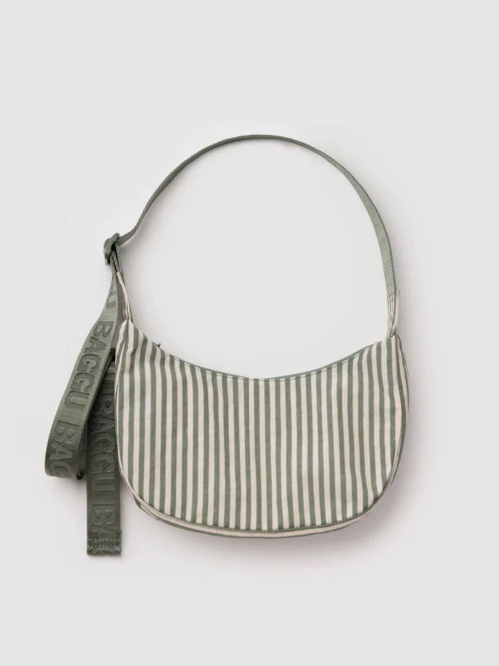 BAGGU SMALL CRESCENT IN SAGE STRIPE